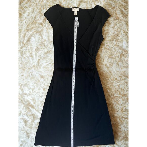 Ann Taylor LOFT Black Faux Wrap Sheath Dress Deep V-Neck Size 2 - Picture 1 of 6